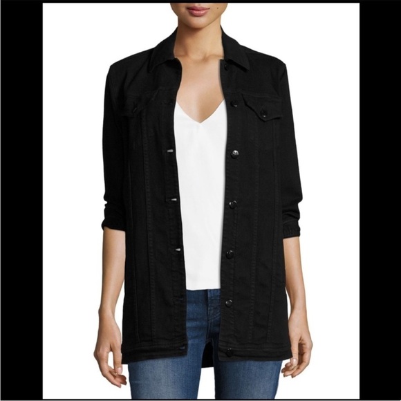 J Brand Black Denim Maxi Jacket Women’s Size Small Grunge Punk Minimalist New - Picture 2 of 16